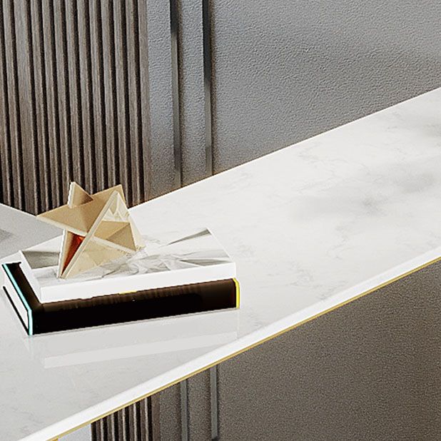 Glam Style 1/3 Pieces Bar Table Set Rectangle Stone Counter Table with Stools for Cafe