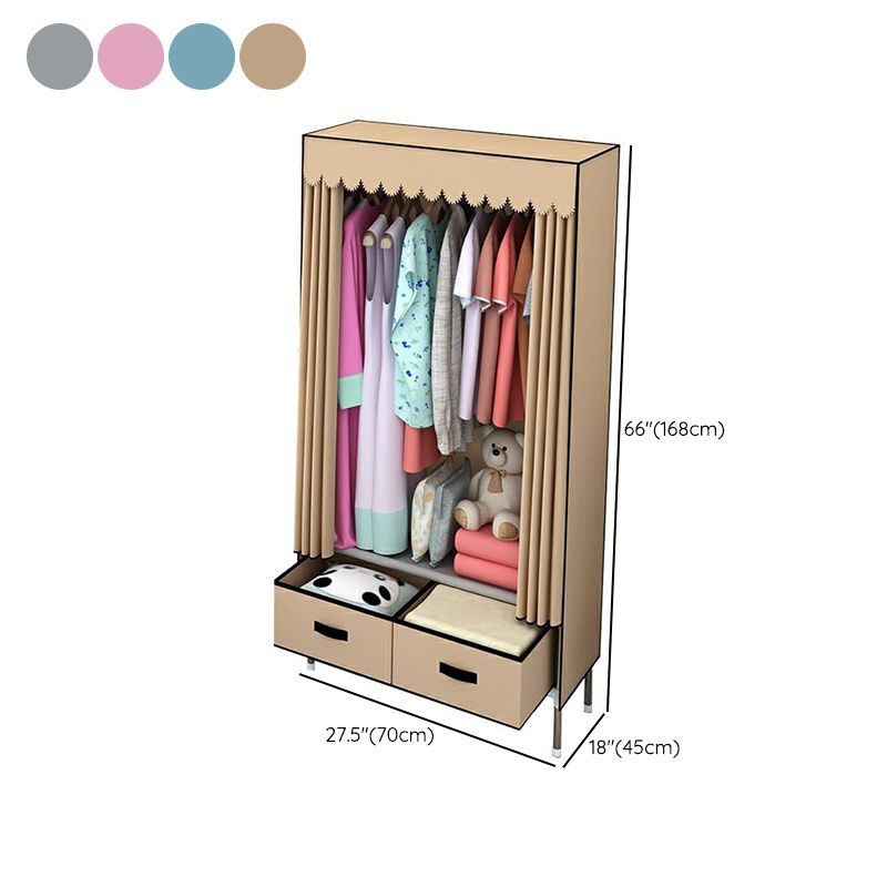 Contemporary Wardrobe Armoire with Drawer Steel Wardrobe Closet