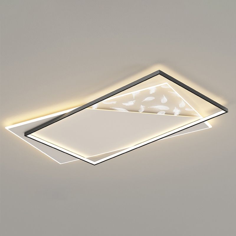 Square Feather LED Semi Flush Mount in Modern Concise Style Acrylic Ceiling Light for Bedroom