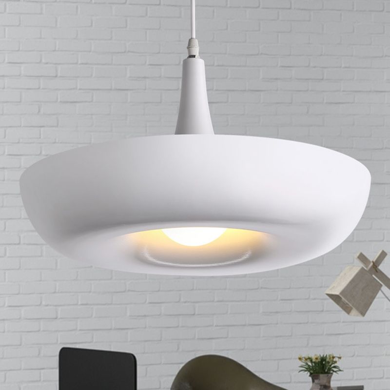Bowl Dining Room Pendant Lamp Metal 1 Light Modern Style Suspension Light in White