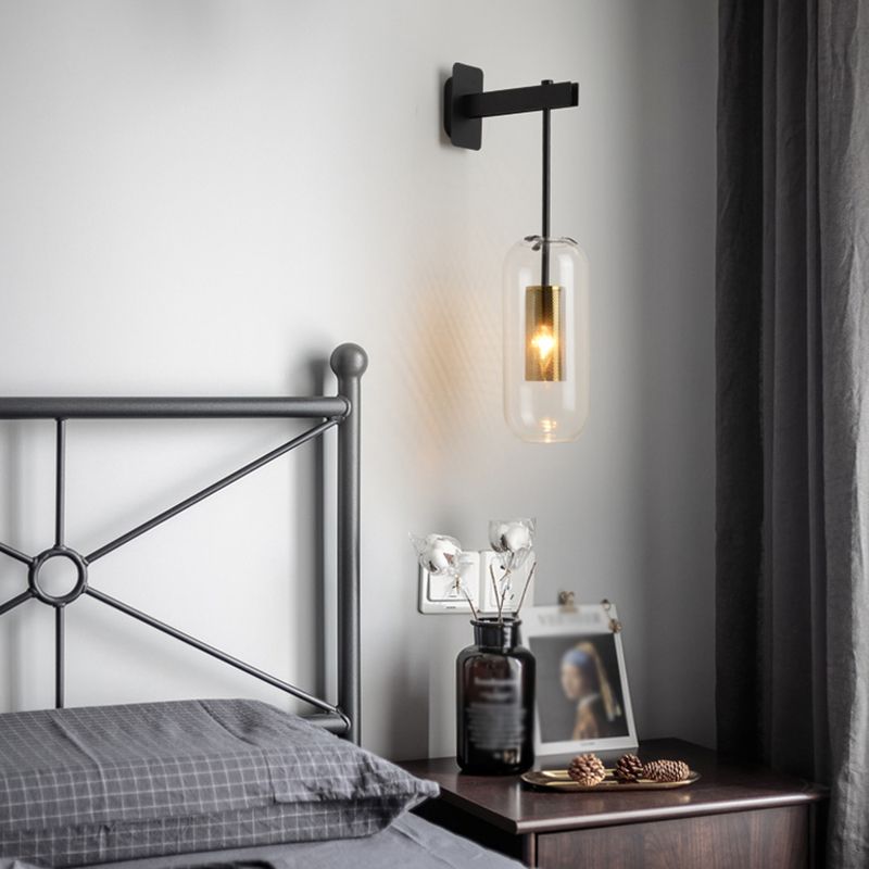 Einfachheit im zeitgenössischen Stil Wandleuchte leichte Glasschatten Wandlampe für Schlafzimmer