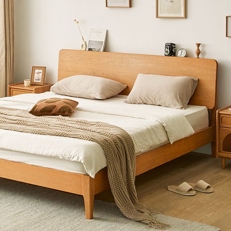 41.33" Height Solid Wood Standard Bed in Natural with Rectangle Headboard
