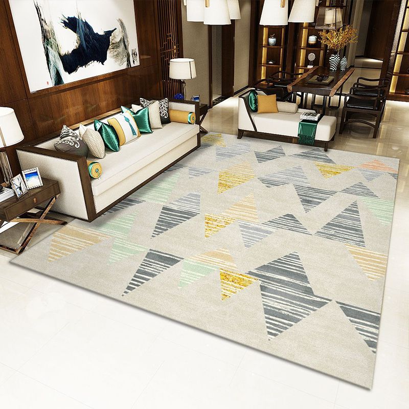 Multicolor Home Decoration Rug Scandinavian Geometric Carpet Polyester Washable Anti-Slip Backing Stain Resistant Rug