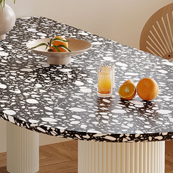 Free Form Contemporary Dining Table for Home Stone Dinette Table with 3 Legs