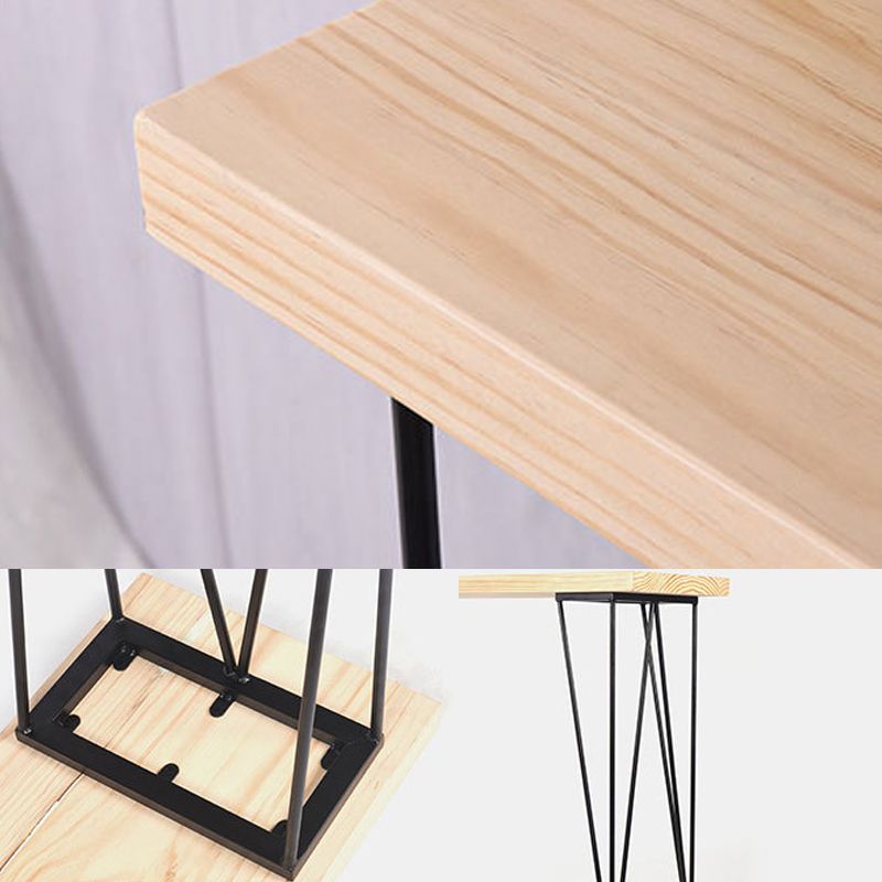 Wood Top Table Industrial Style Bistro Pub Table with 4 Legs