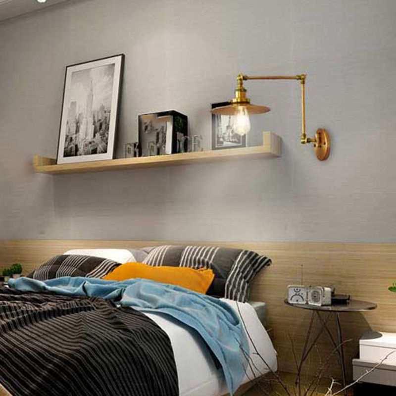 Industrial Style Swing Arm Wall Sconce Metal 1 Light Sconces for Bedroom