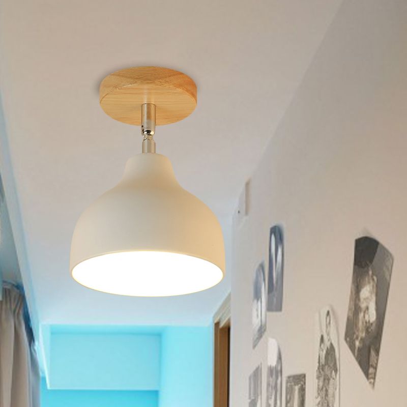 Plafonnier dôme moderniste 1 ampoule métal angle réglable semi encastré plafonnier, blanc / rose