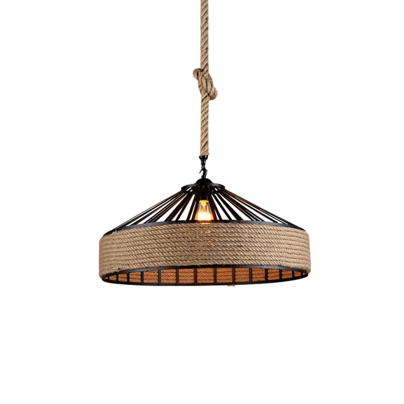 Industrial Rope Commercial Pendant Lighting Drum 1-Light Pendant Ceiling Lights