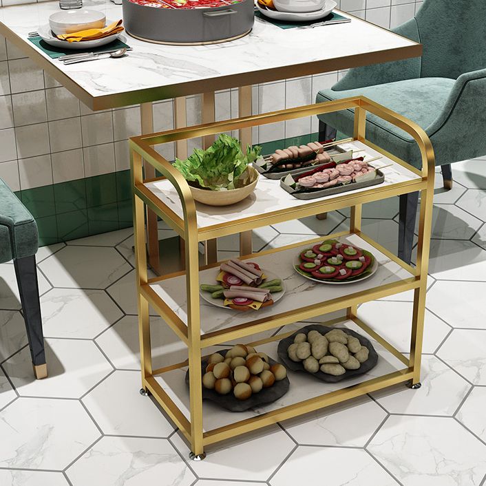 Modern 25.59"H Rolling Prep Table Metal Prep Table for Home Use