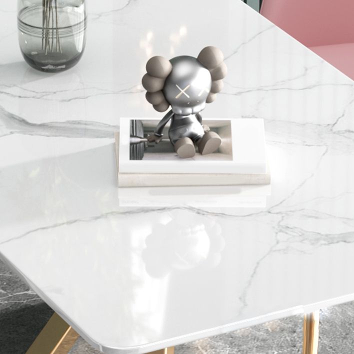 Glam Iron Dining Table Set 1/2/5 Pieces Dinette Set with Rectangle Sintered Stone Top