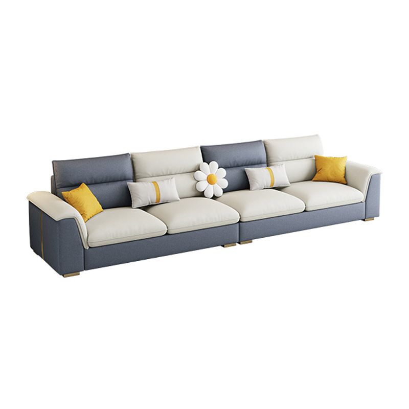 Glam Faux Leather Sofa & Chaise Square Arm Sofa for Living Room