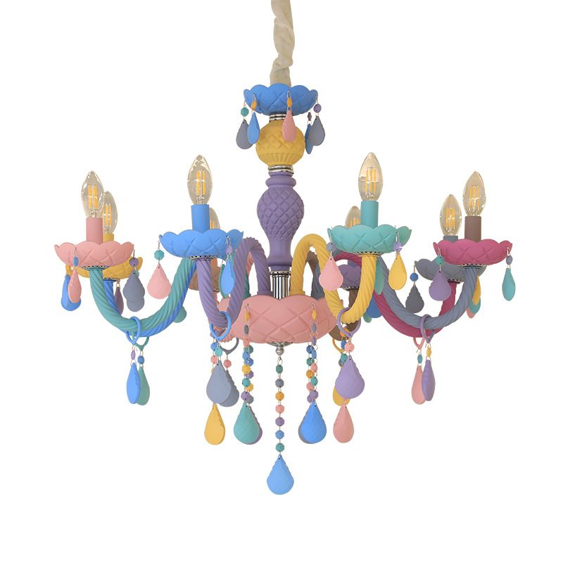 Veelkleurige kaarsenvormige kroonluchter lichte meid slaapkamer macaron verlichting hanger