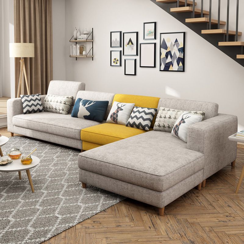 Contemporary Sectional with Adjustable Pillow Back and Square Arms
