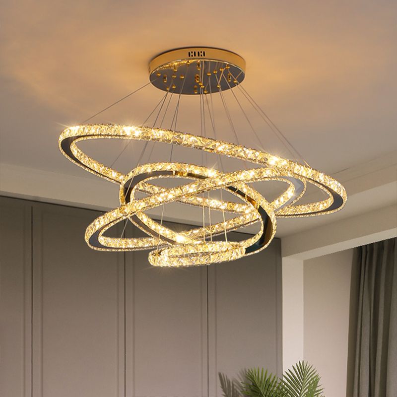Contemporary Ring Chandelier Pendant Light K9 Crystal Suspension Pendant Light for Living Room