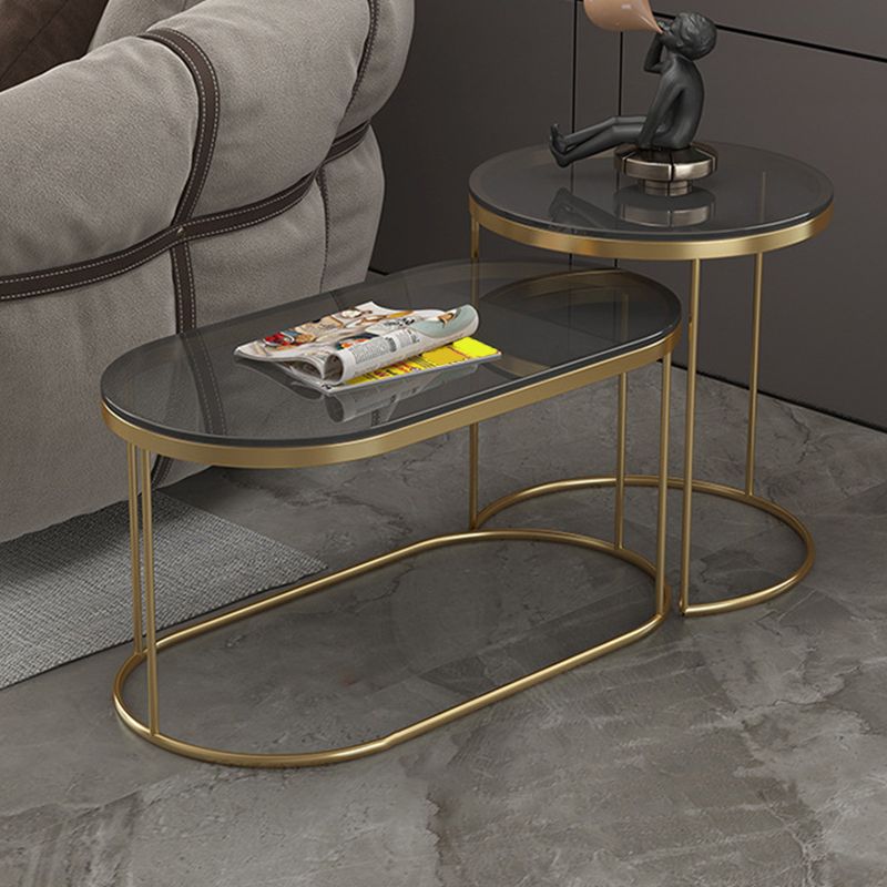 Frame Base 2 Nesting Coffee Table Modern Glass Coffee Table Set