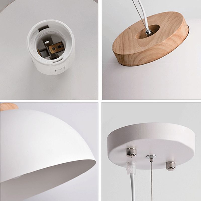 Koepelmetaal hanger verlichting Noordse 1-licht witte plafond ophanging lamp voor restaurant