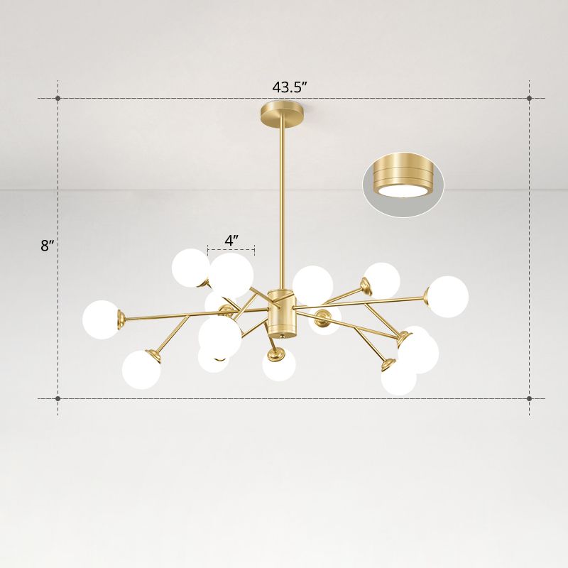 Molecular Chandelier Lamp Nordic Milky Glass Living Room Suspension Light in Gold