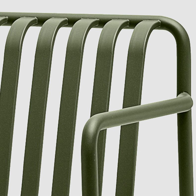Industrial Metal Outdoor Bistro Chairs Open Back Dining Chairs in Green