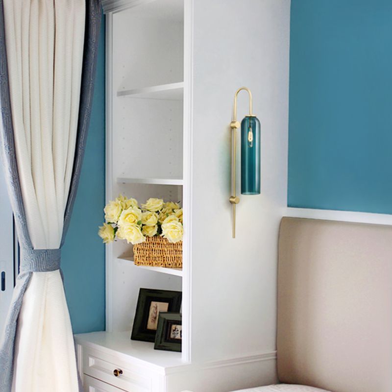 Gooseneck Wall Lighting Fixture Modern Style Glass Wall Light Sconce for Living Room