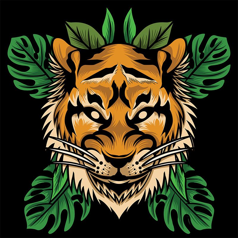 Tropical Jungle Mildew Resistant Wallpaper Illustration Sleeping Room Wall Mural