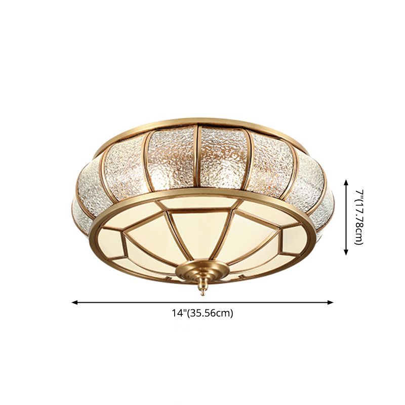 Colonial Vintage cuivre intérieur encastré laiton Bowl suspension avec abat - jour en verre dépoli