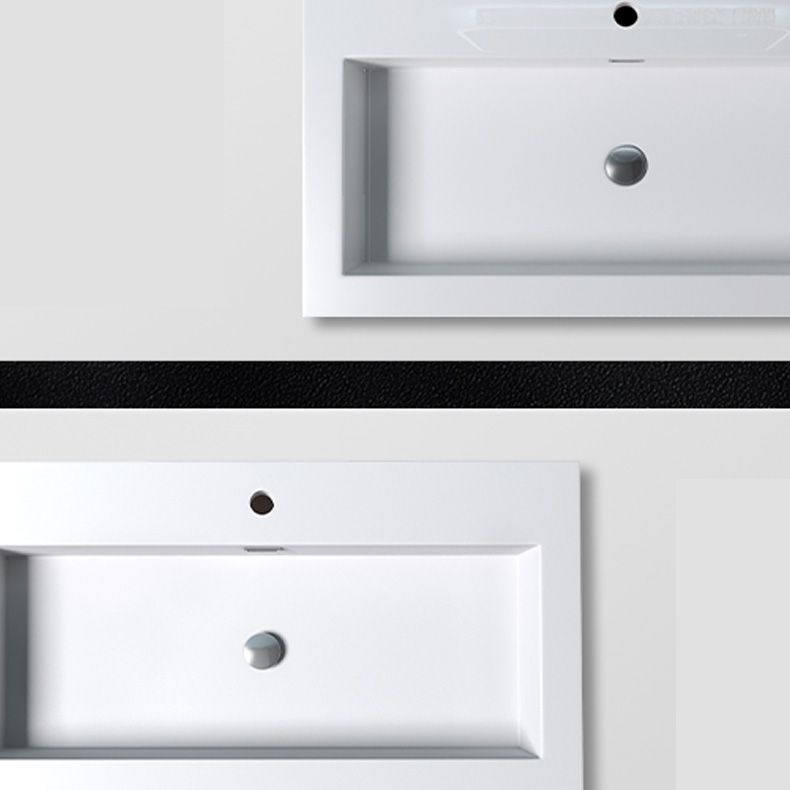 Modern Bathroom Sink Man Made Rock Rectangular Vessel Bathroom Sink with Pop-Up Drain