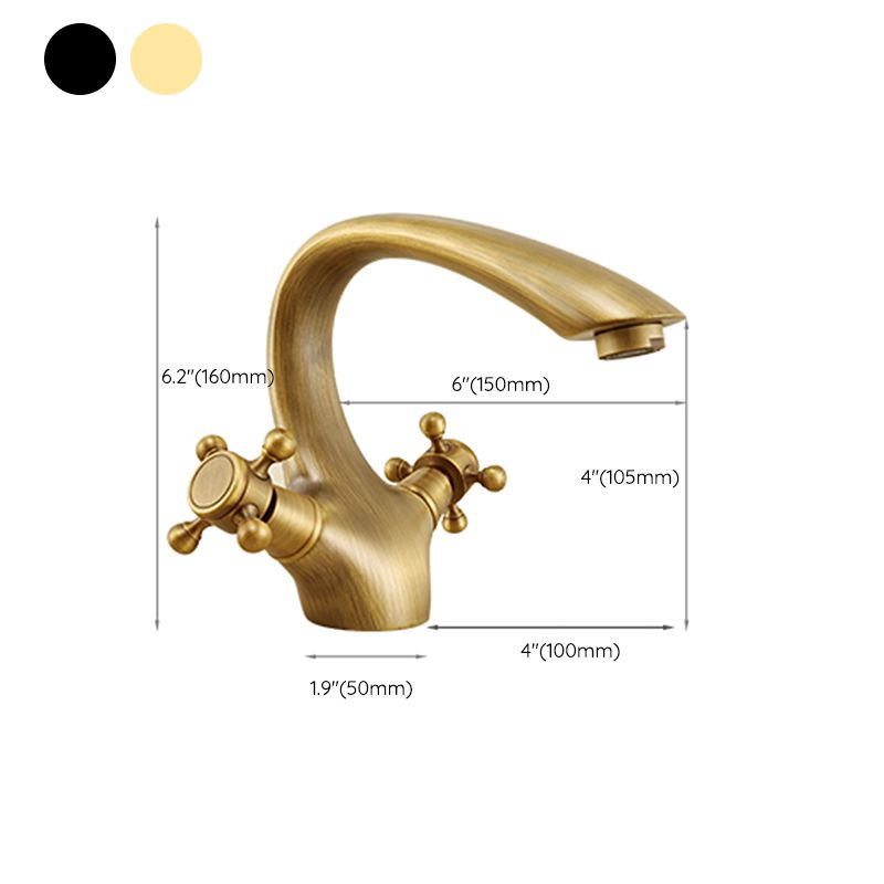 Glam Vessel Faucet 1 Hole Bathroom Faucet with 2 Cross Handles