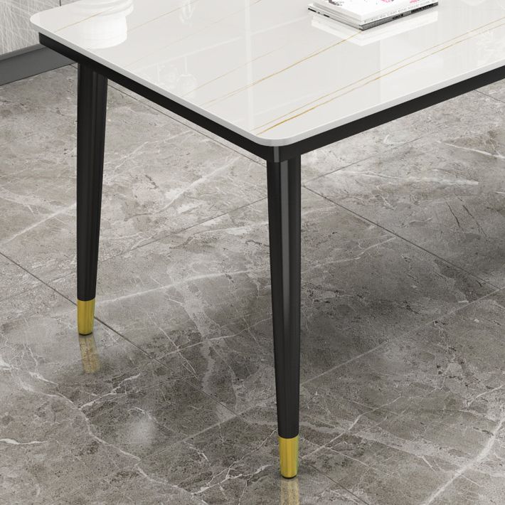 Simple Sintered Stone Top Dining Table Rectangle Shape Standard Dining Table for Kitchen