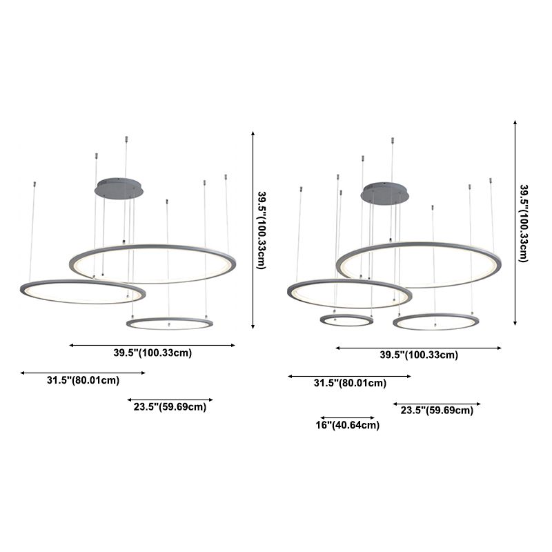 Moderne kroonluchters voor eetkamer meerdere ringen Opgebroken verlichtingsarmaturen