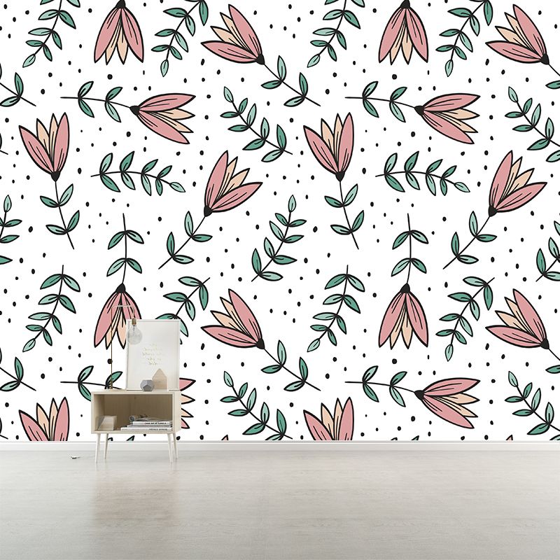 Illustration Flower Pattern Mildew Horizontalt Wall Mural for Living Room