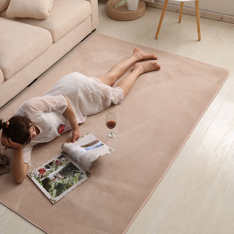 Khaki Simple Rug Polyester Solid Color Indoor Carpet Anti-Split Backing Area Rug for Indoor Room