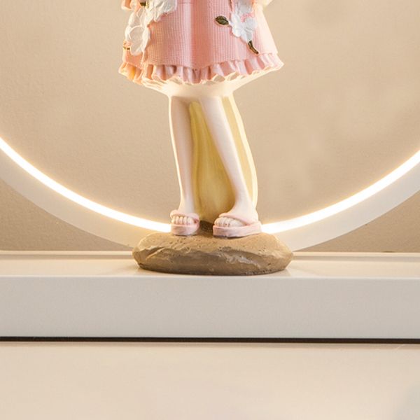 1 Light Circle Nightstand Lamp Modernism Metal Nightstand Lamps in White