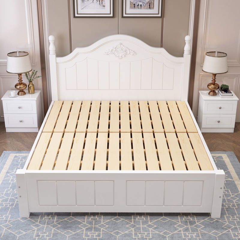 French Country Panel Bed with Headboard Standard Bed Arched White
