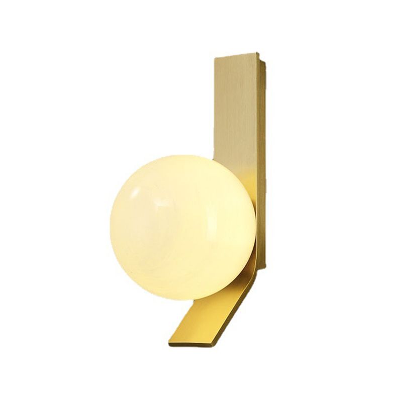Gold Modern Metal Wall Sconce Ball Shape Wall Light with Glass Shade for Bedroom