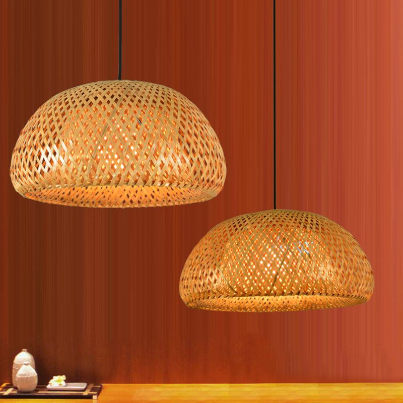 Chinese Bamboo Pendant Light Dome Ceiling Light Fixture for Dining Room