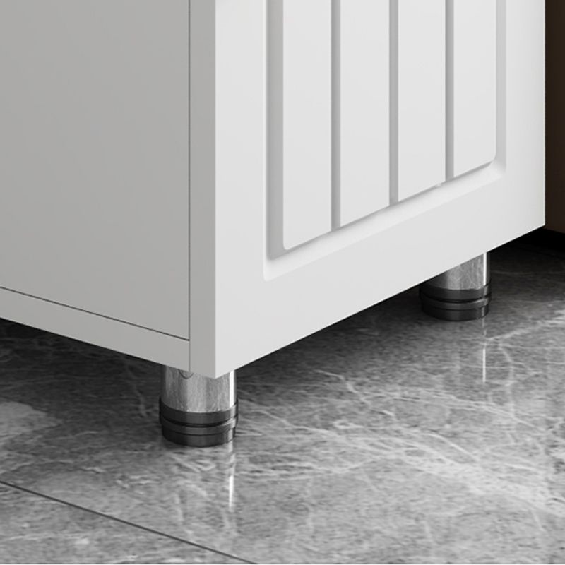 Rectangular Stone Side Table 24.41" Tall 2-Door End Table with Storage