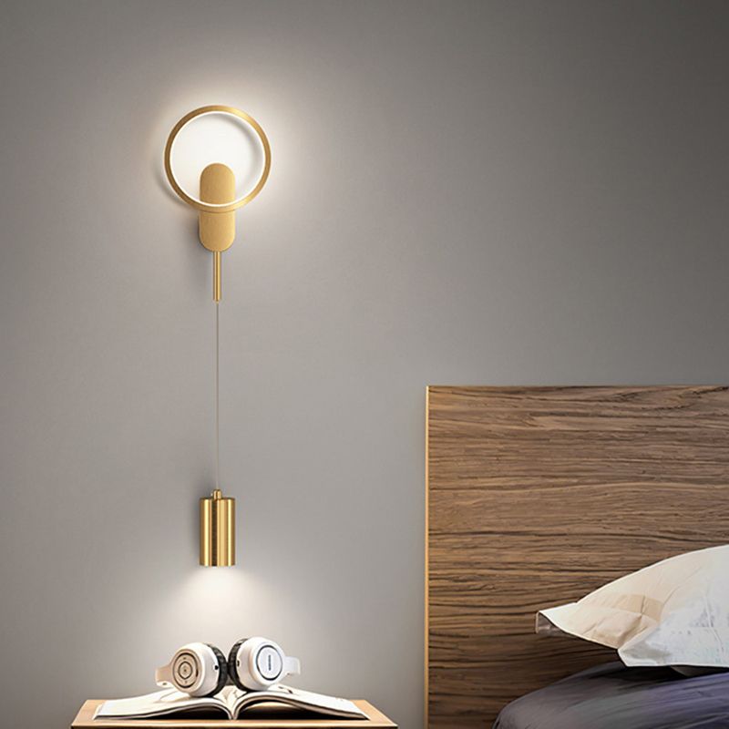 2 Lights Round Wall Lighting Fixtures Modern Style Metal Wall Mounted Lamps