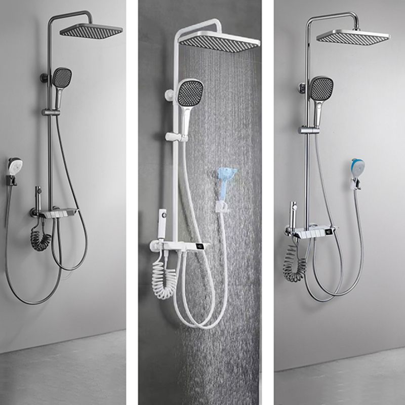 Contemporary Shower System Dual Shower Head Slide Bar Thermostatic Wall Mounted Shower Set