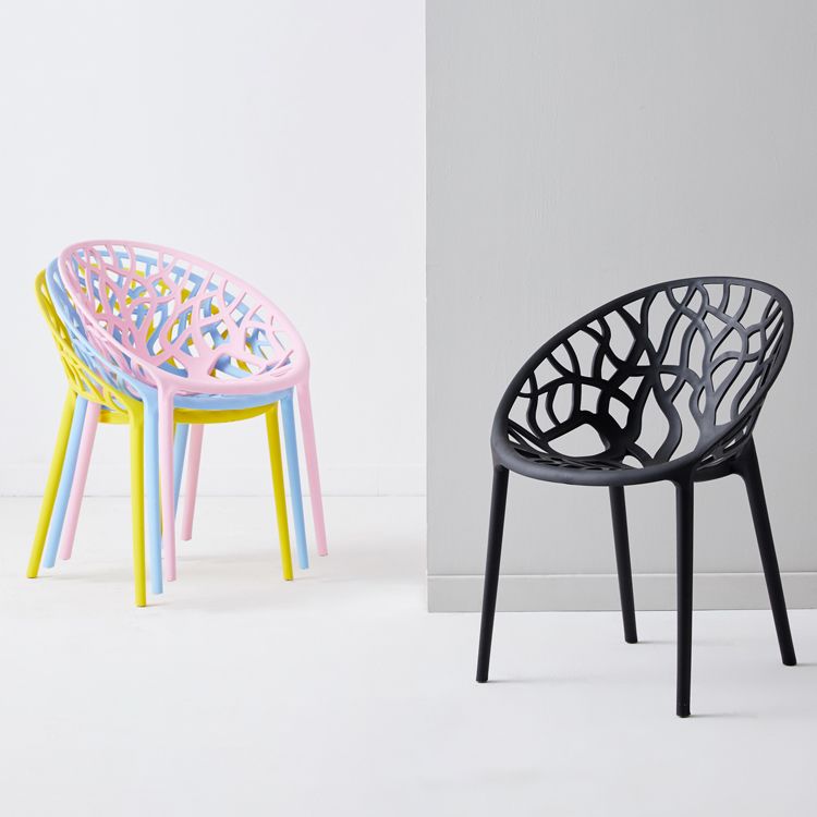 Scandinavian Plastic Dining Chair Cross Back Side Chair with 4 Legs for Home Use