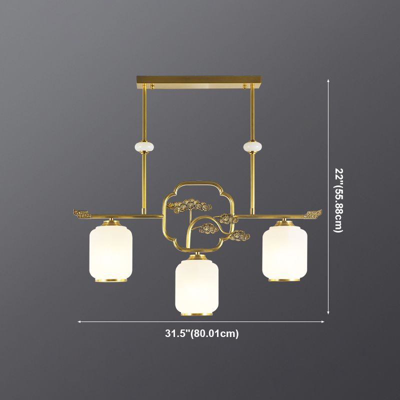 Éclairage d'éclairage d'île géométrique Contemporain 3 Éclairage d'îlot de cuisine léger avec une teinte en verre