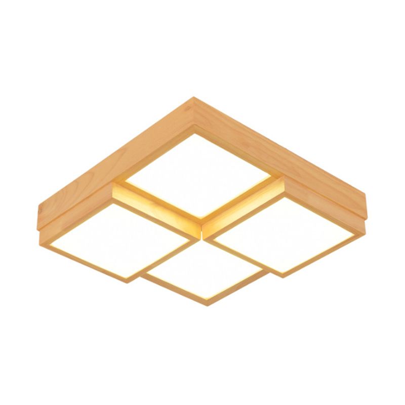 Check Flush Mount Ceiling Fixture Minimalist Wooden LED Flush Mount Light for Living Room