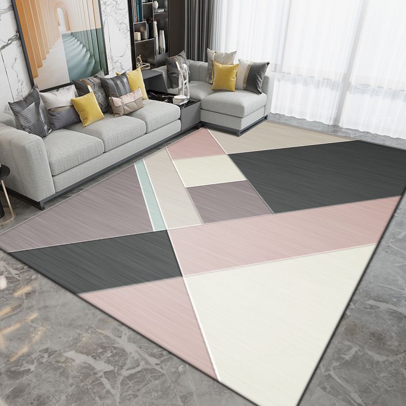 Black Modern Rug Polyester Pattern Indoor Rug Washable Rug for Living Room