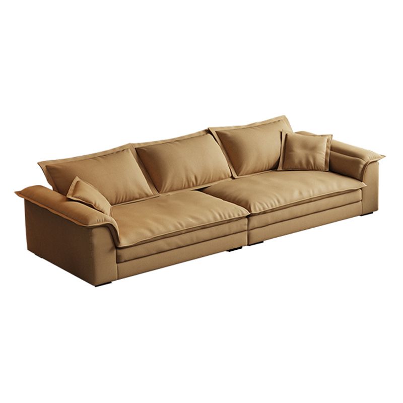 Nordic Pillow Top Arm Sofa & Chaise Faux Leather Sofa with Pillows