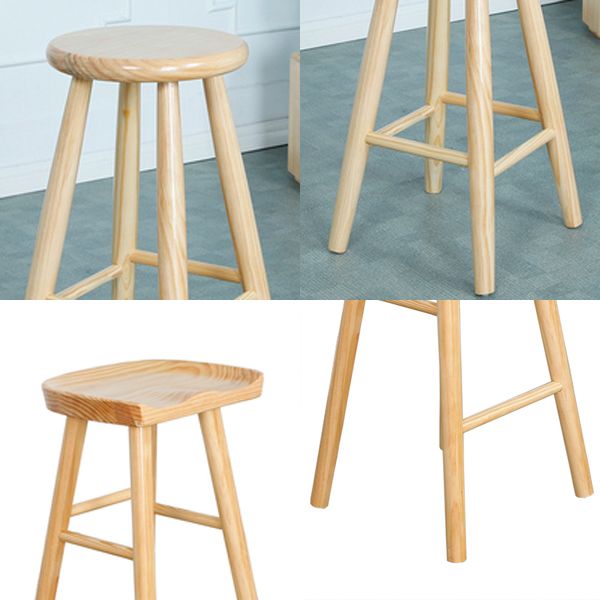 Industrial Solid Wood Bar Stool Backless Counter Stool for Living Room