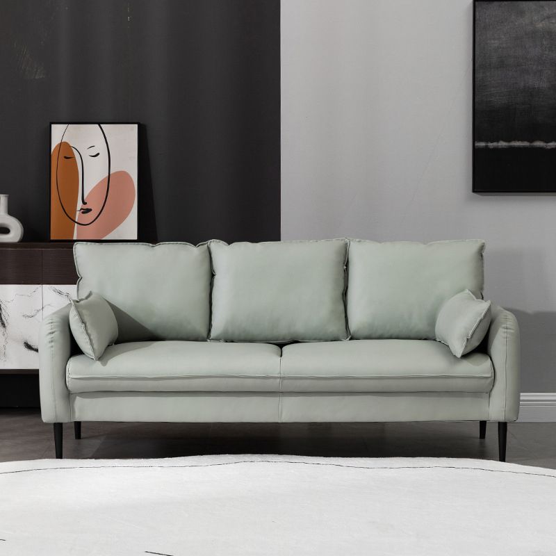Faux Leather Cushions Sofa 3-Seat Contemporary 30.7" High Sofa