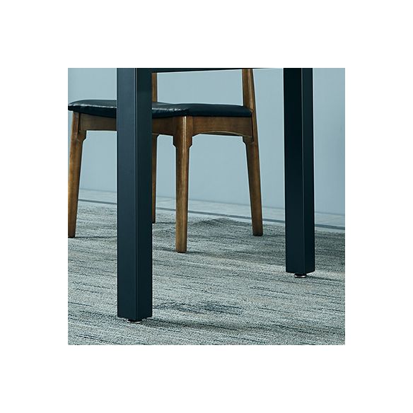 Traditional Style Solid Wood Dining Set with Walnut Table and 4 Black Legs Base