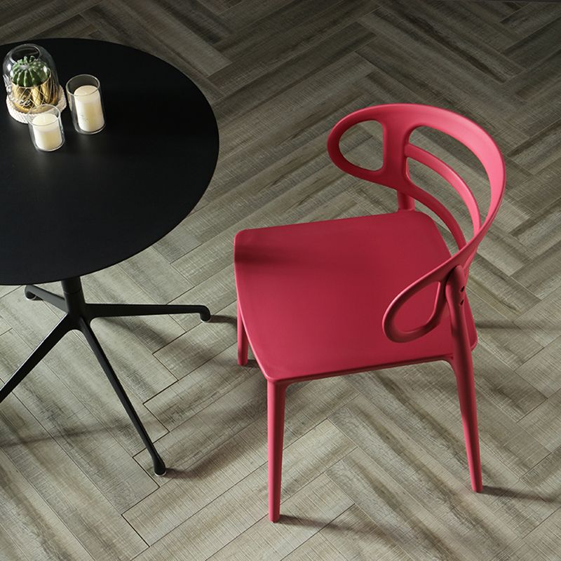 Scandinavian Arm Dining Chairs Plastic Low Back Dining Side Chair for Home