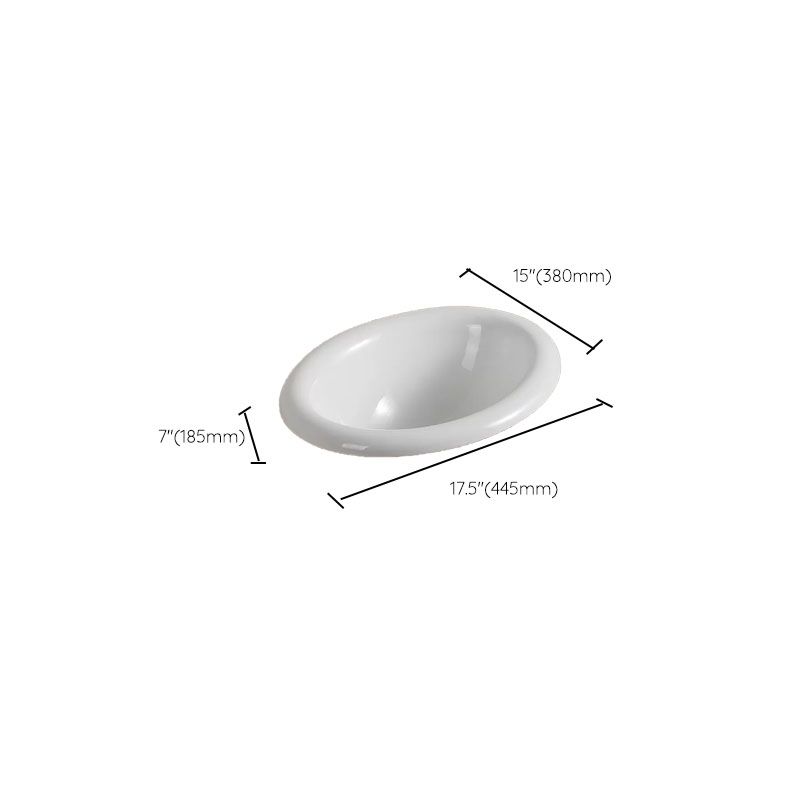 Contemporary Bathroom Sink with Pop-Up Drain Porcelain Oval-Shape Undermount Bathroom Sink