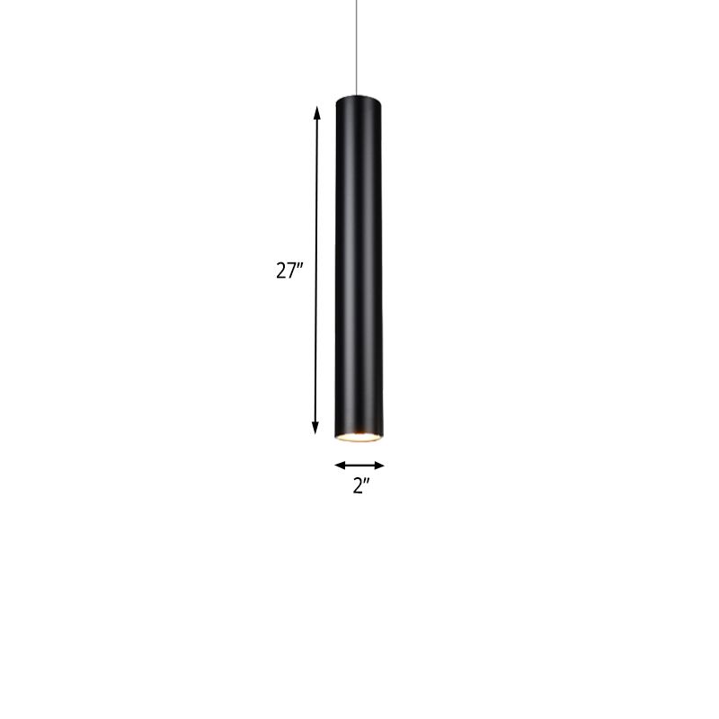 11"/19"/27" Height Cylinder Aluminum Pendant Lighting Minimalist Black LED Light for Dining Room in Warm/White