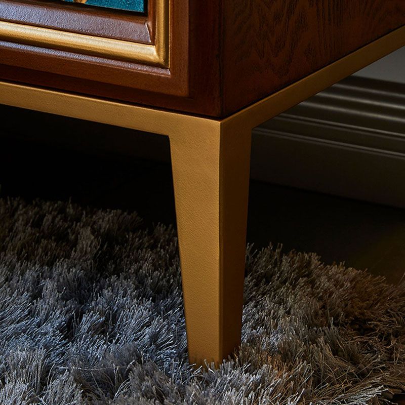 Luxurious Buffet Table Gold Frame Multi Drawer Dining Table for Living Room